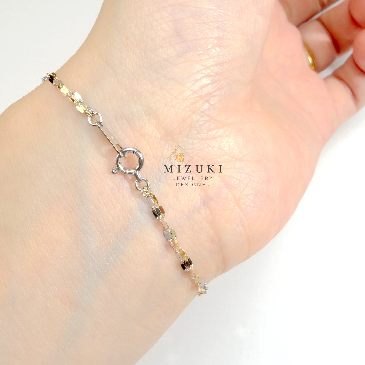 TACHIBANA｜18K 黃金雙色切面水波手鍊｜K18 Two-Tone Diamond Cut Bracelet