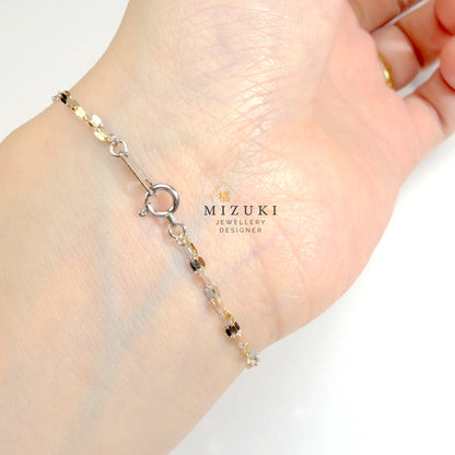 TACHIBANA｜18K 黃金雙色切面水波手鍊｜K18 Two-Tone Diamond Cut Bracelet