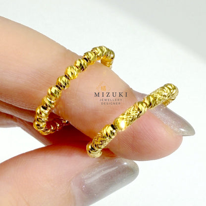 TACHIBANA｜24K 黃金切面圓柱珠 Free Ring｜K24 Barrel Bead Free Ring