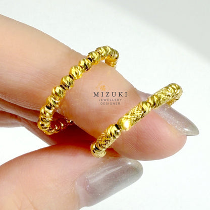 TACHIBANA｜24K 純黃金珠飾戒指 Free Ring｜K24 Bead Free Ring 日本高級珠寶