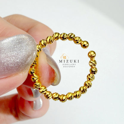 TACHIBANA｜24K 純黃金珠飾戒指 Free Ring｜K24 Bead Free Ring 日本高級珠寶