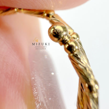 TACHIBANA｜18K 黃金線韻珠飾活口彈力記憶戒指 Free Ring｜K18 Linear Bead Ring