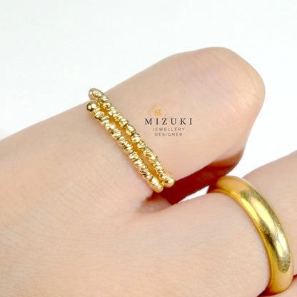 TACHIBANA｜18K 黃金雙圈珠飾記憶彈力戒指 Free Ring｜K18 Double Layer Bead Free Ring