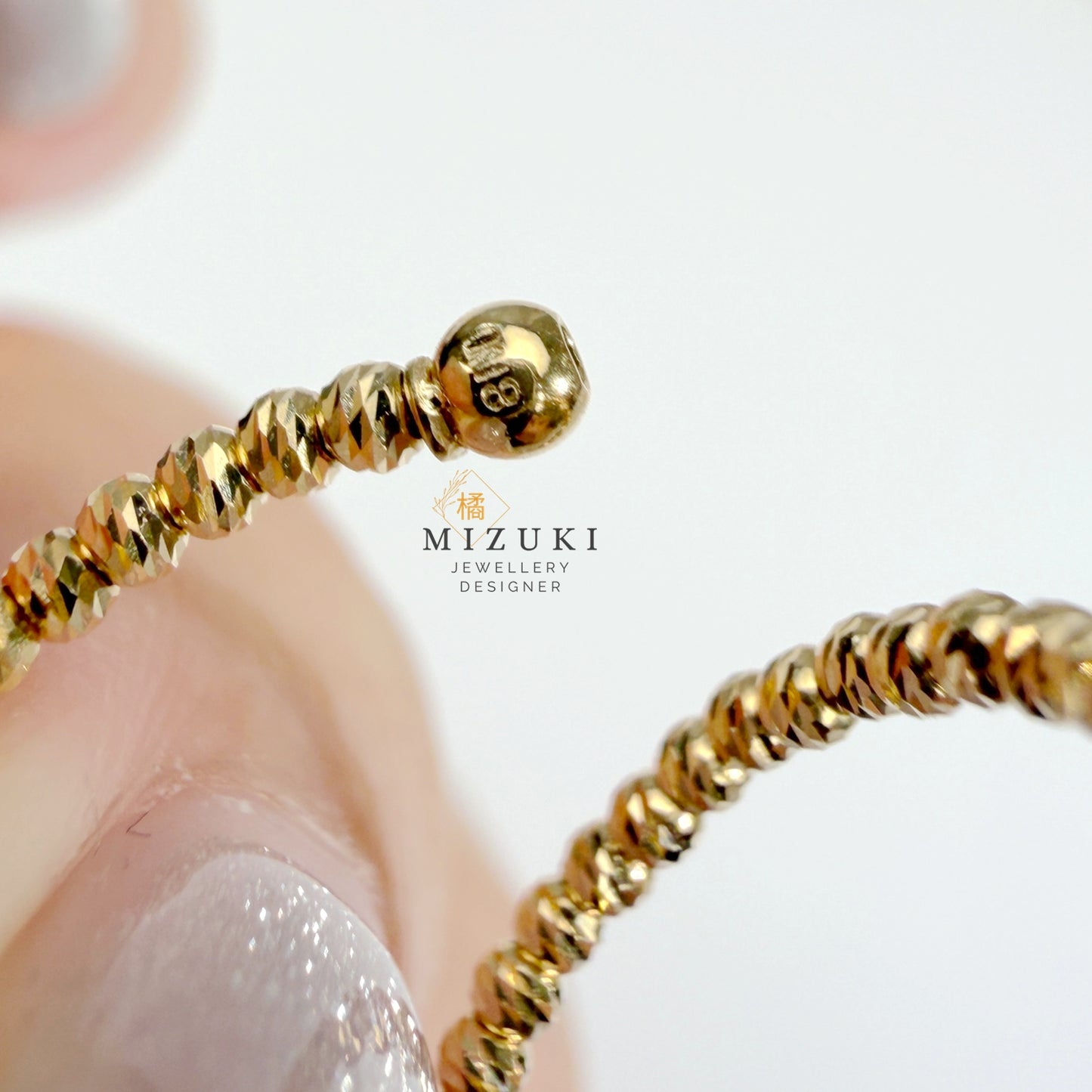 TACHIBANA｜18K 黃金雙圈珠飾記憶彈力戒指 Free Ring｜K18 Double Layer Bead Free Ring