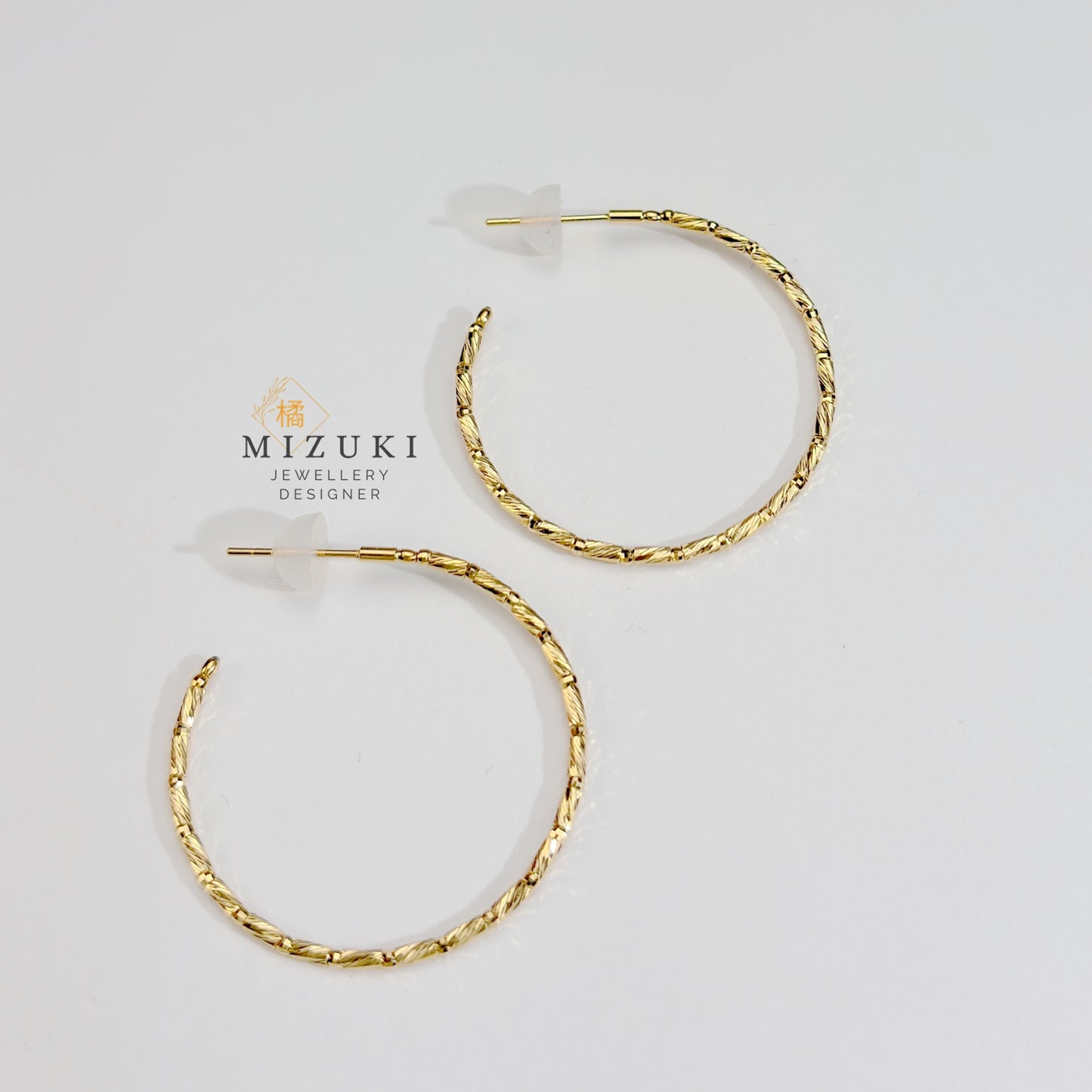 TACHIBANA｜18K 黃金經典圓圈耳環｜K18 Diamond Cut Hoop Earrings 日本精緻日常珠寶