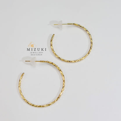 TACHIBANA｜18K 黃金經典圓圈耳環｜K18 Diamond Cut Hoop Earrings 日本精緻日常珠寶