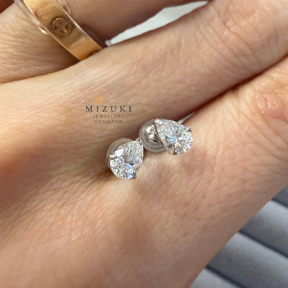 TACHIBANA｜PT900 0.60ct 梨形鑽石耳環｜E Color SI1｜Pear Shape Diamond Stud Earrings