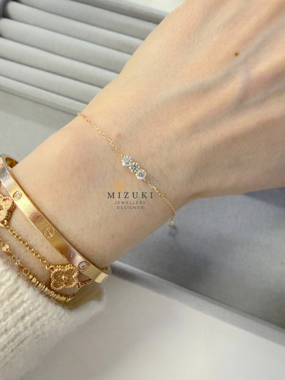 TACHIBANA｜0.30ct 三石鑽石手鍊｜0.30ct Three Stone Diamond Bracelet｜18K Gold