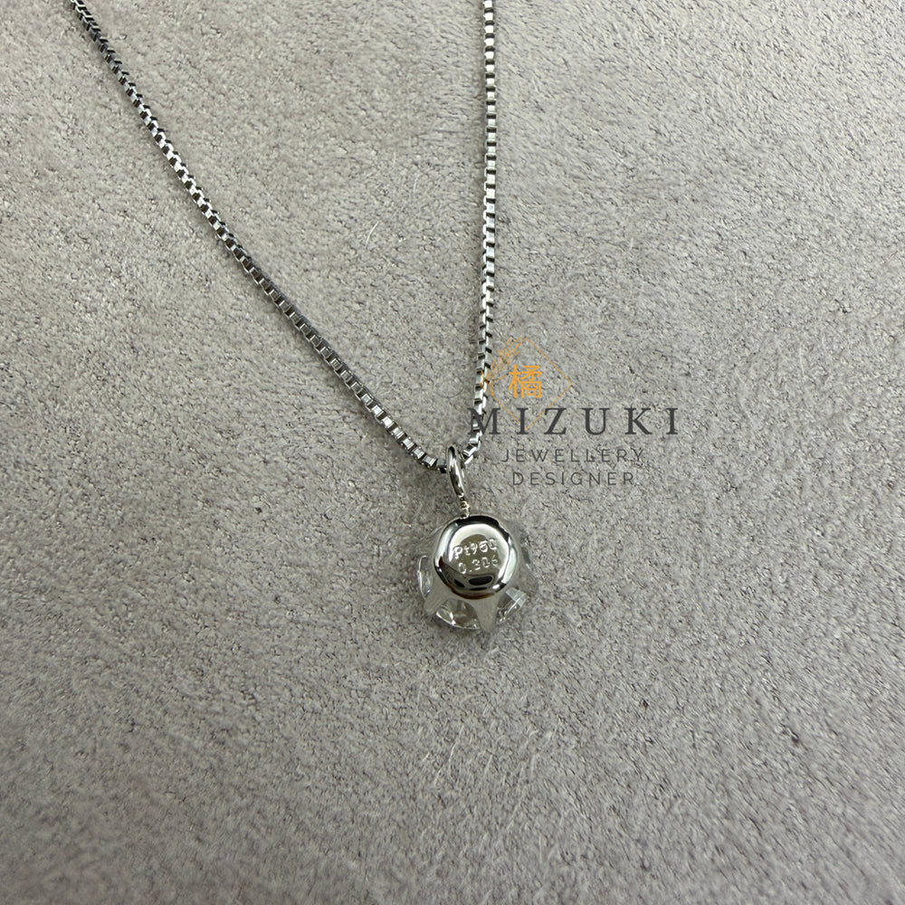 超絲滑43cm鉑金PT950 天然鑽石單鑽項鏈 0.30ct 0.20ct