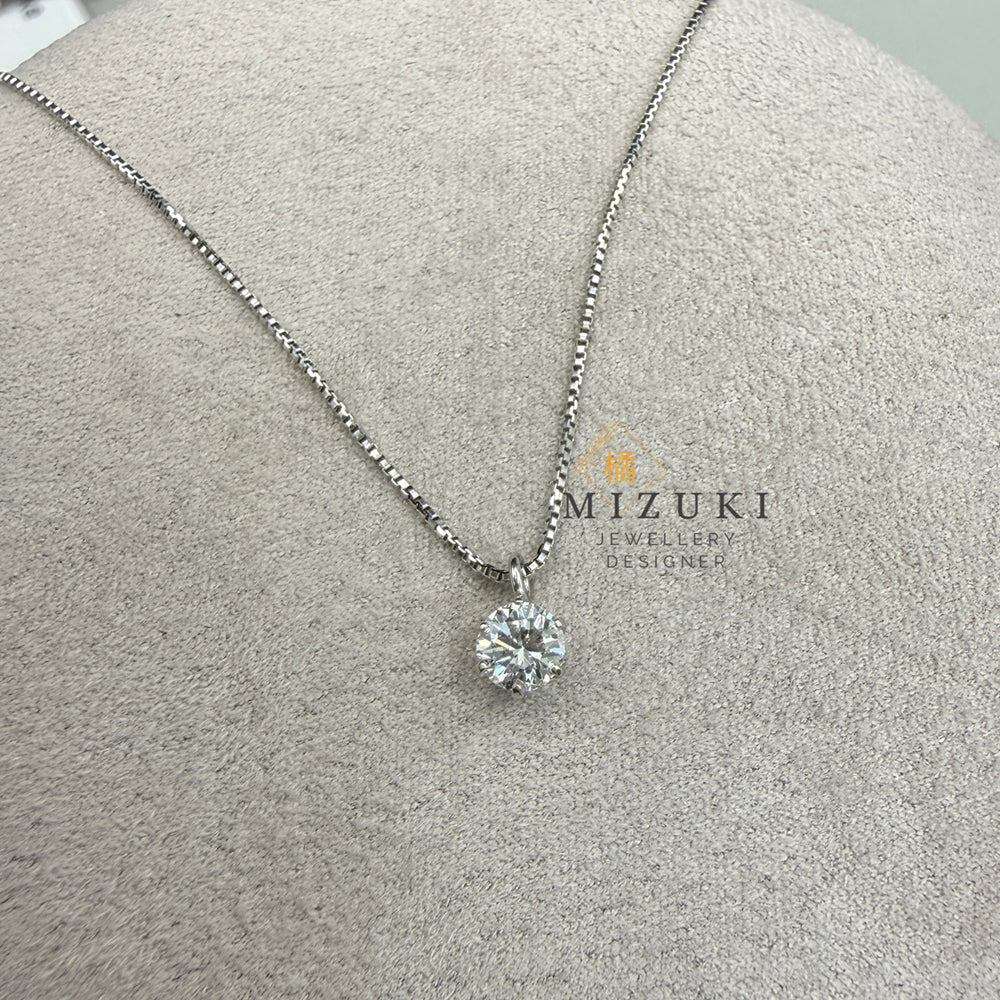 超絲滑43cm鉑金PT950 天然鑽石單鑽項鏈 0.30ct 0.20ct