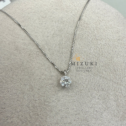 TACHIBANA｜鉑金 D Color 天然單鑽項鍊 0.215ct／0.30ct｜Classic Solitaire Diamond Necklace