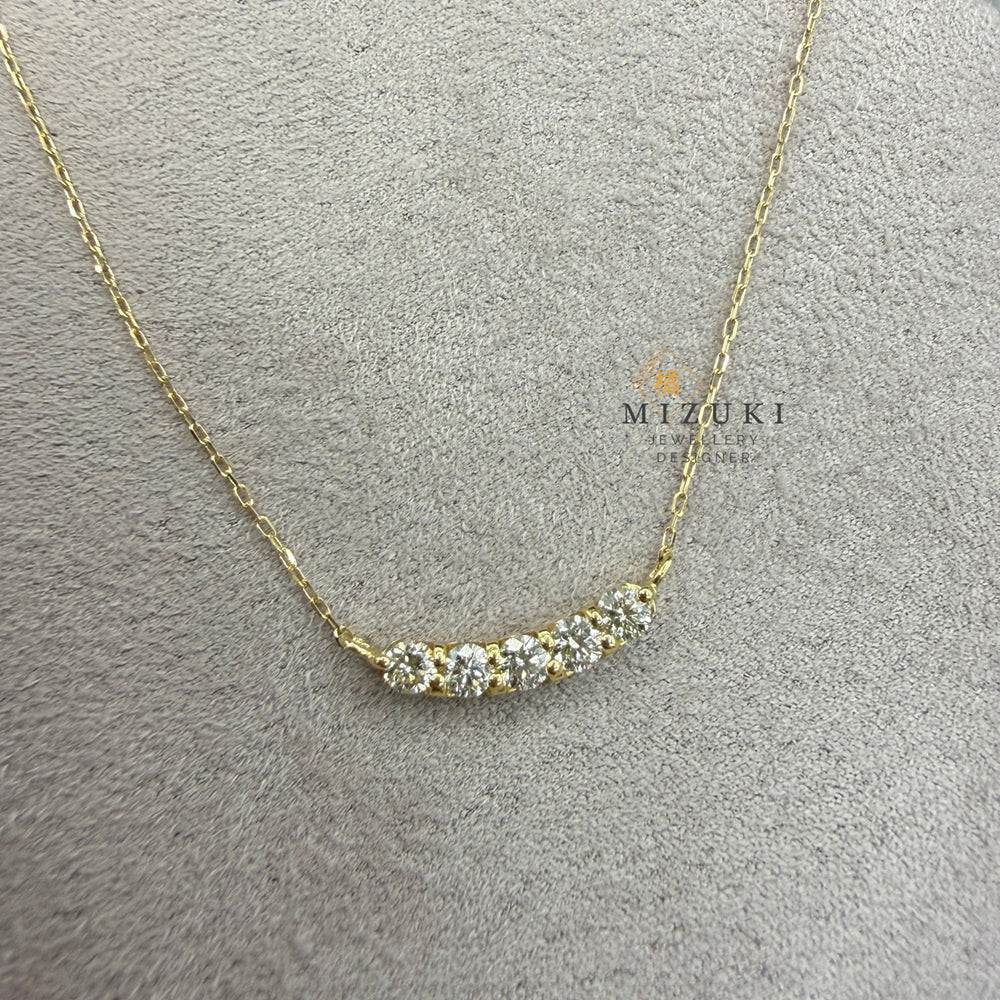 18K黃金細鏈搭配弧形鑽石排鑲20分鑽石 40cm