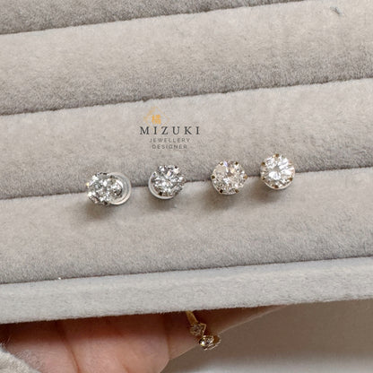 TACHIBANA｜1.0ct 天然鑽石耳釘｜PT900／18K金｜Classic Diamond Stud Earrings
