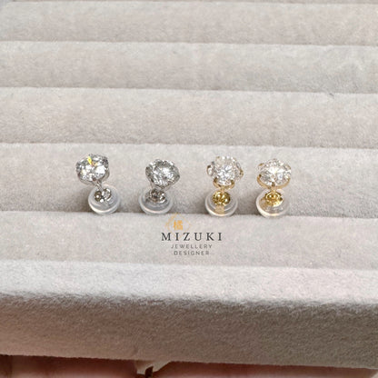 TACHIBANA｜1.0ct 天然鑽石耳釘｜PT900／18K金｜Classic Diamond Stud Earrings