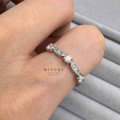 TACHIBANA｜鉑金復古藍鑽拼接天然鑽石戒指｜Vintage Blue Diamond Ring
