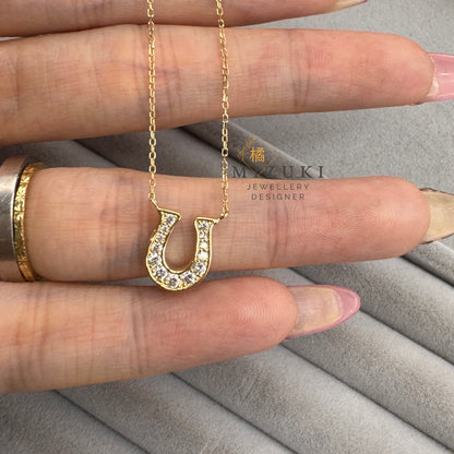 TACHIBANA｜18K金幸運馬蹄天然鑽石項鍊｜0.2ct天然鑽石・Lucky Horseshoe Necklace