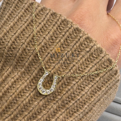 TACHIBANA｜18K金幸運馬蹄天然鑽石項鍊｜0.2ct天然鑽石・Lucky Horseshoe Necklace