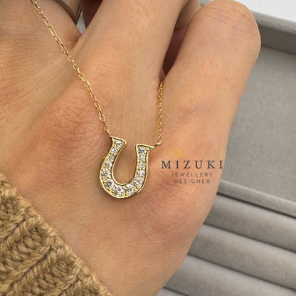 TACHIBANA｜18K金幸運馬蹄天然鑽石項鍊｜0.2ct天然鑽石・Lucky Horseshoe Necklace