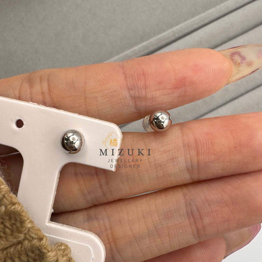 PT鉑金 18K黃金（5mm）極簡圓珠耳釘日常百搭必備款
