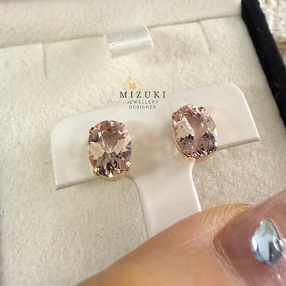 TACHIBANA｜18K玫瑰金2.0ct橢圓形摩根石耳釘｜Oval Morganite Stud Earrings