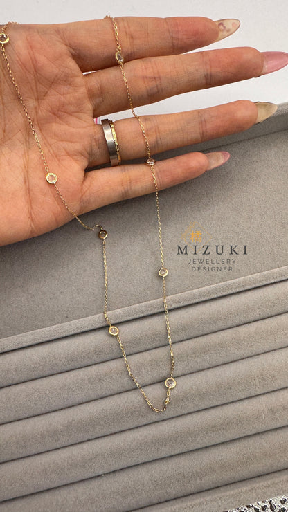 TACHIBANA｜18K金1克拉玫瑰切割鑽石項鍊｜Rose Cut Diamond Station Necklace
