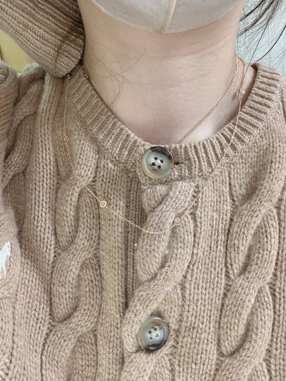 TACHIBANA｜18K金1克拉玫瑰切割鑽石項鍊｜Rose Cut Diamond Station Necklace