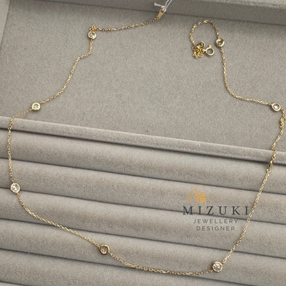TACHIBANA｜18K金1克拉玫瑰切割鑽石項鍊｜Rose Cut Diamond Station Necklace