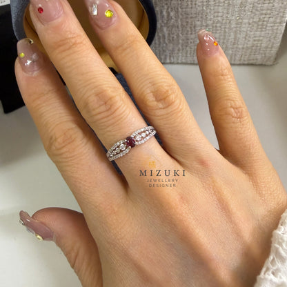 TACHIBANA｜鉑金紅寶石鑽石戒指｜Ruby Diamond Accent Ring