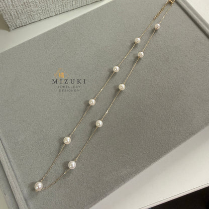 TACHIBANA｜18K金 Akoya 珍珠點綴項鍊｜Akoya Pearl Station Necklace