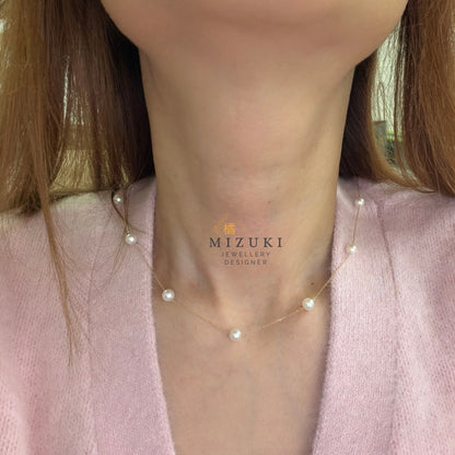 TACHIBANA｜18K金 Akoya 珍珠點綴項鍊｜Akoya Pearl Station Necklace