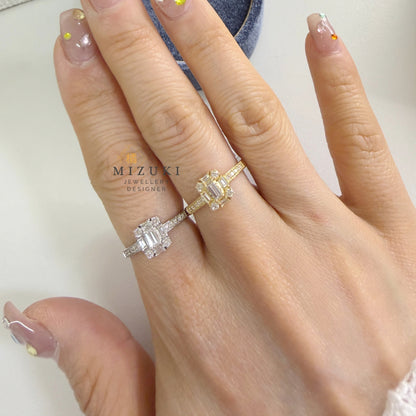 TACHIBANA｜0.40ct Step-Cut Diamond Ring｜K18・Platinum