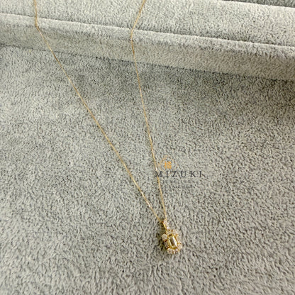 TACHIBANA｜0.40ct 階梯式鑽石項鍊｜Emerald Cut Halo Diamond Necklace｜18K Gold