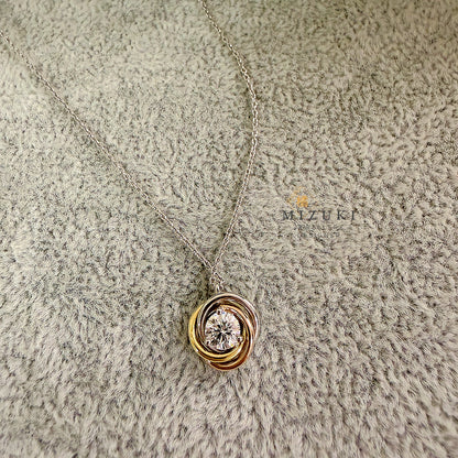 TACHIBANA｜0.50ct 三色旋轉光圈鑽石項鍊｜0.50ct Three-Tone Diamond Necklace｜PT × K18 × K18PG