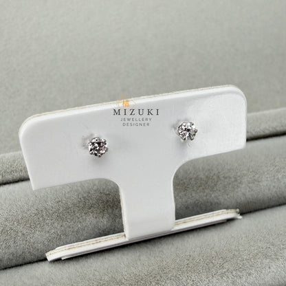 TACHIBANA｜天然鑽石經典六爪單鑽耳環 0.10ct–0.30ct｜Classic Diamond Stud Earrings