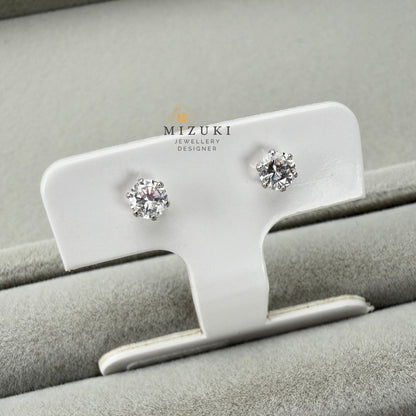 TACHIBANA｜天然鑽石經典六爪單鑽耳環 0.10ct–0.30ct｜Classic Diamond Stud Earrings