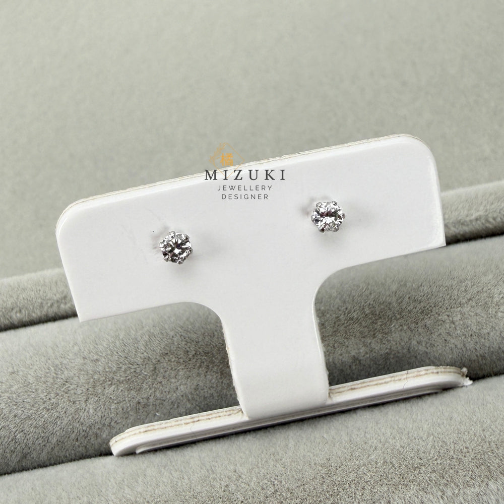 鉑金PT950圓形明亮式切割0.1ct 0.2ct 0.3ct天然鑽石經典單鑽耳釘