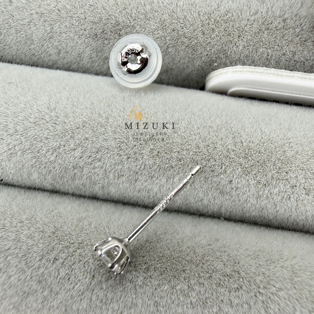 鉑金PT950圓形明亮式切割0.1ct 0.2ct 0.3ct天然鑽石經典單鑽耳釘