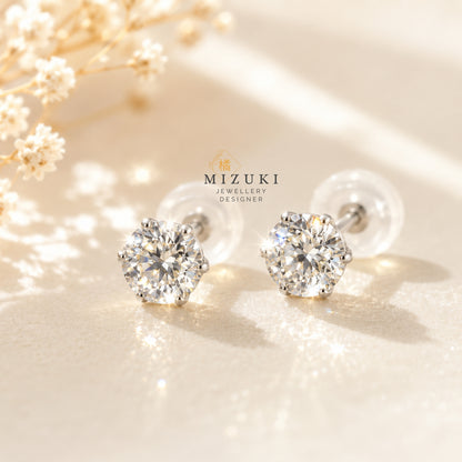 TACHIBANA｜PT900 鉑金 0.50ct 花朵拼鑲天然鑽石耳環｜Floral Cluster Diamond Stud Earrings