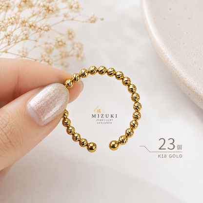 TACHIBANA｜24K 純黃金珠飾戒指 Free Ring｜K24 Bead Free Ring 日本高級珠寶