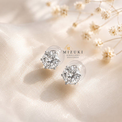 TACHIBANA｜PT950 鉑金 0.70ct Halo 天然鑽石耳釘｜Halo Diamond Stud Earrings