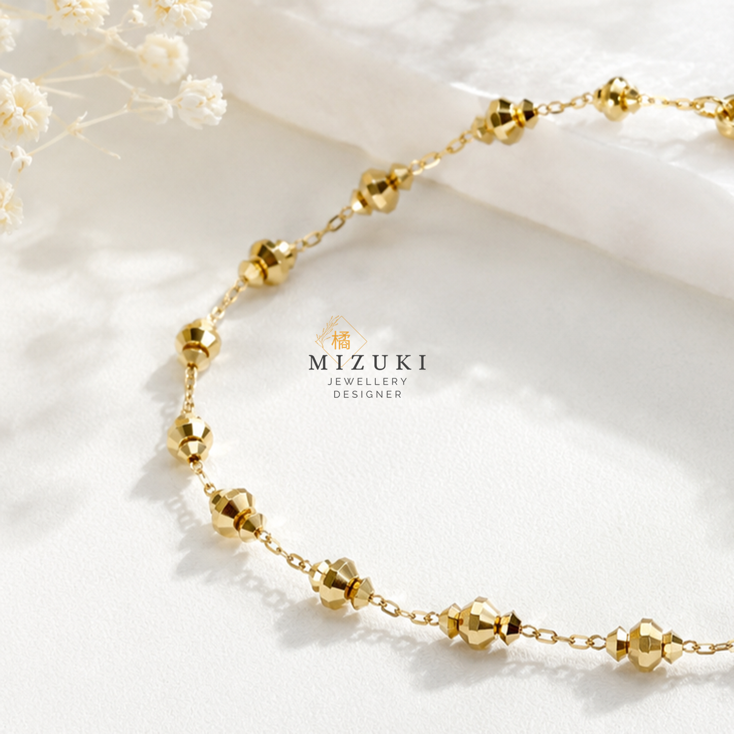 TACHIBANA｜18K 黃金切面珠珠手鍊｜K18 Faceted Bead Bracelet