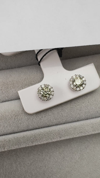 TACHIBANA｜鉑金經典光環鑽石耳環｜Platinum Classic Halo Diamond Earrings｜Natural Diamond