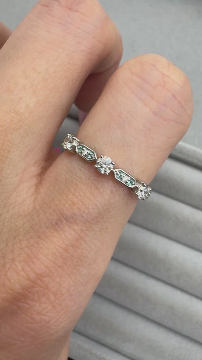 TACHIBANA｜鉑金復古藍鑽拼接天然鑽石戒指｜Vintage Blue Diamond Ring