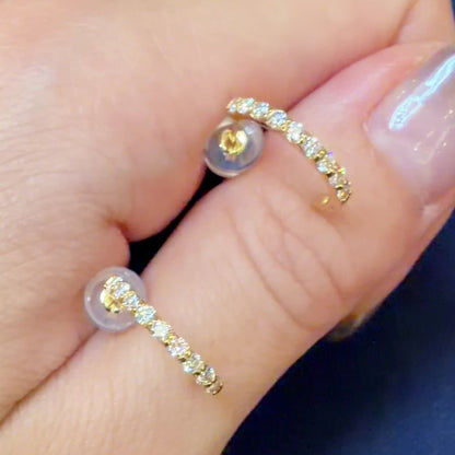 TACHIBANA｜18K 黃金 0.30ct 半圈天然鑽石圈圈耳環｜Diamond Huggie Hoop Earrings