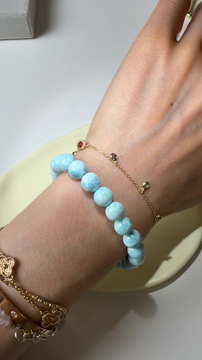 TACHIBANA｜天然拉利瑪圓珠手串｜Larimar Beaded Bracelet｜Natural Larimar