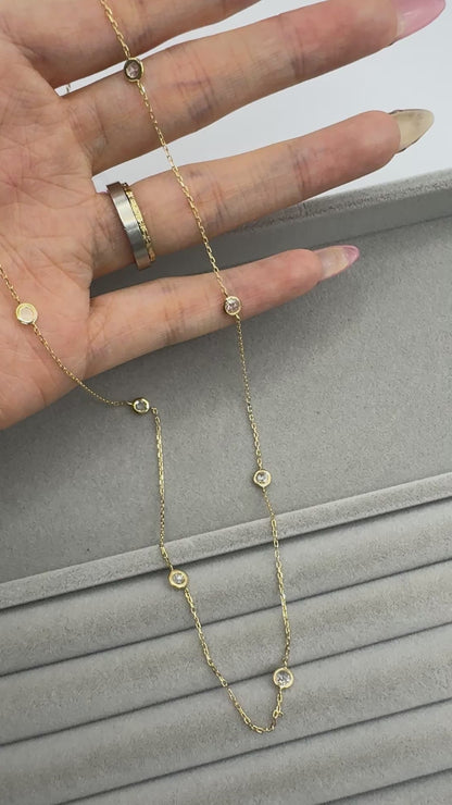 TACHIBANA｜18K金1克拉玫瑰切割鑽石項鍊｜Rose Cut Diamond Station Necklace