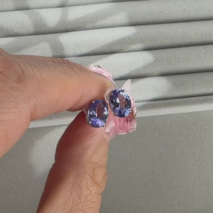 TACHIBANA｜PT950 2ct橢圓形丹泉石耳環｜Oval Tanzanite Stud Earrings