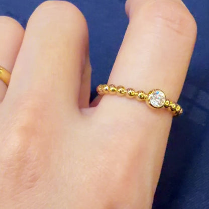 TACHIBANA｜18K 黃金 H&C 天然鑽石圓珠戒指｜E Color VS1 Diamond Ring