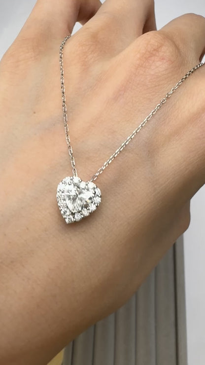TACHIBANA｜PT950 愛心鑽石光圈項鍊｜Heart Halo Diamond Necklace