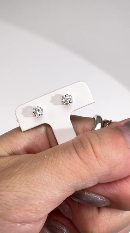 TACHIBANA｜PT 鉑金天然鑽石耳環｜0.50ct 六爪單鑽耳環